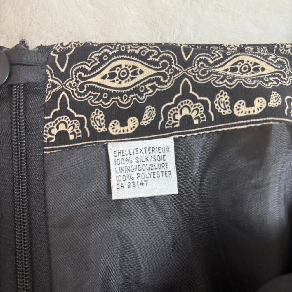 Talbots Maxi Skirt 24W Faux-Wrap Black 100% Silk Women's - Picture 9 of 9